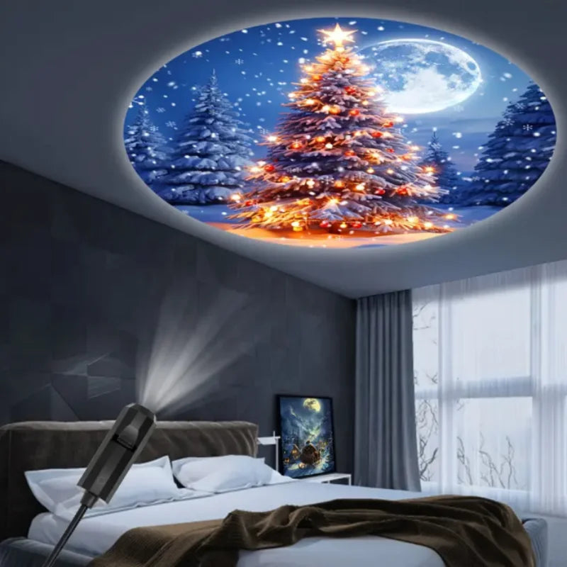 LED Projector Light 3/6/10pcs Projection Patterns- Adjustable Santa Claus Christmas Tree USB Night Light Christmas Decorations