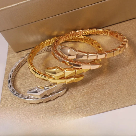 Snake-Shape Women's Bracelet  Luxury Gold