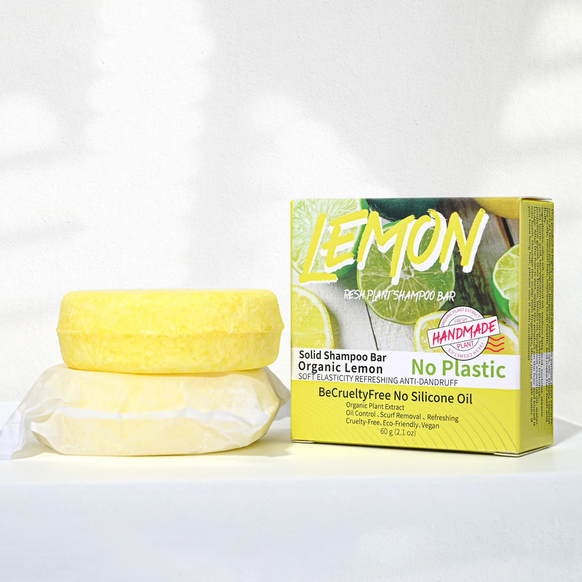 Plant Lemon Solid Shampoo Refreshing Oil Control Shampoo Bar Extraction Dandruff Shampoo Vegan Soap