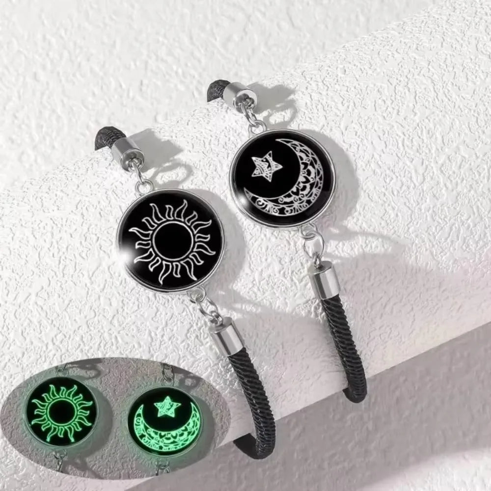 Sun Moon Luminous Bracelet Couple Friendship Rope Chain Gift for Women Men