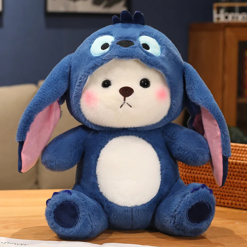 Cute Bear Turn Into Disney Stitch Plush Toys Cartoon Animals Dolls For Birthday Christmas Gifts