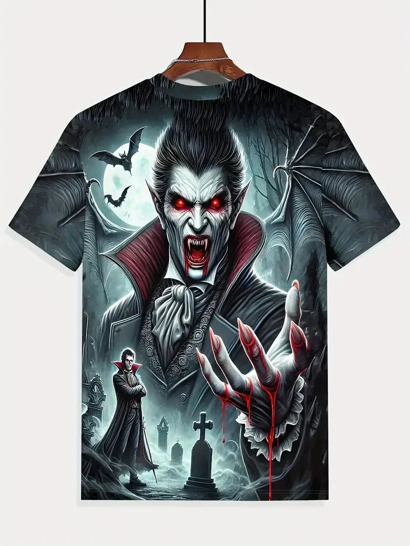 Goth Halloween 3D Printed Men's T Shirt Horror Joker Skull Round Neck Short Sleeved Unisex T-shirt Tops Man Tee