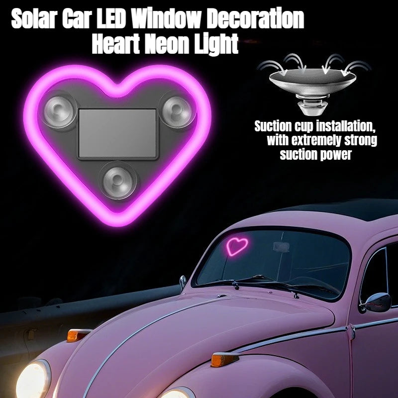 Universal Solar Car LED Window Decoration Heart Neon Light