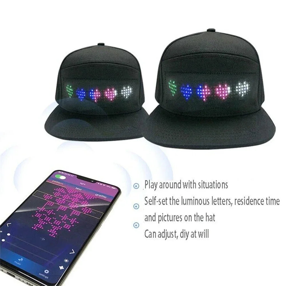 USB Rechargeable Bluetooth APP Programmable Baseball Cap