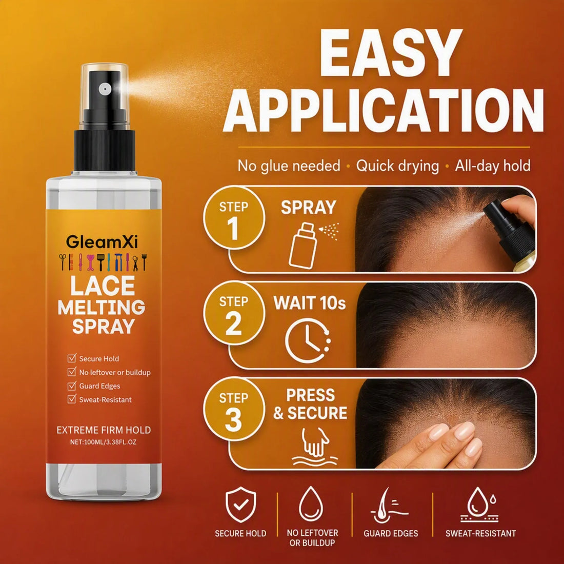 Lace Melting Spray Strong Hold Wig Adhesive Sweat Proof Invisible