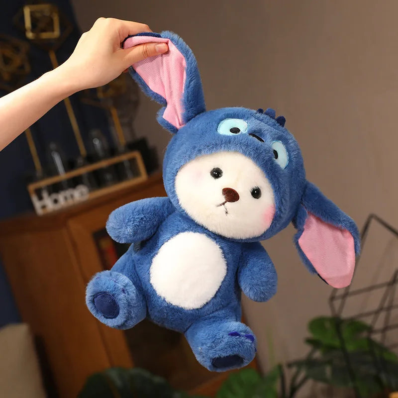 Cute Bear Turn Into Disney Stitch Plush Toys Cartoon Animals Dolls For Birthday Christmas Gifts