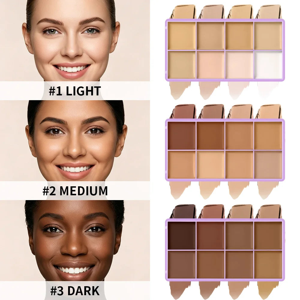 8 Shades Cream Concealer Palette Full Coverage Tattoo Cover Up Cream Contour Dark Spots