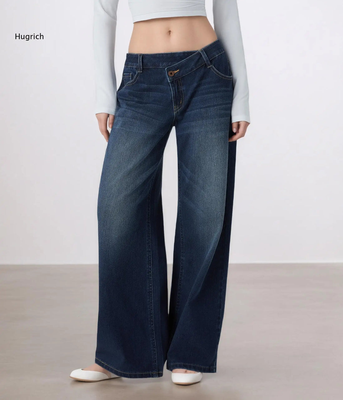 High Waist Light Blue Denim Jeans for Women Wide Leg Cut Relaxed Fit Everyday Wear Solid Color Spring Fashion