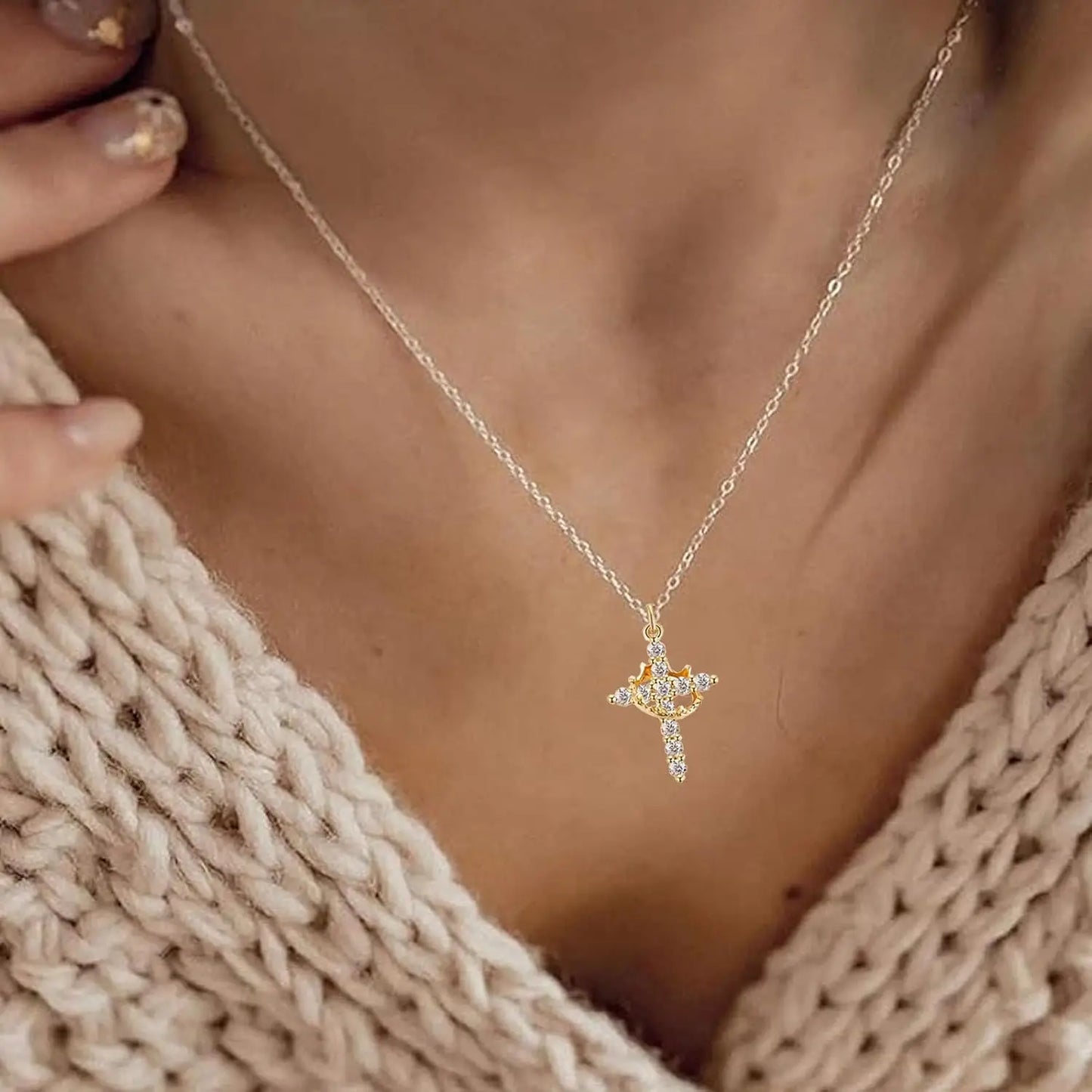 Crown Cross Necklace