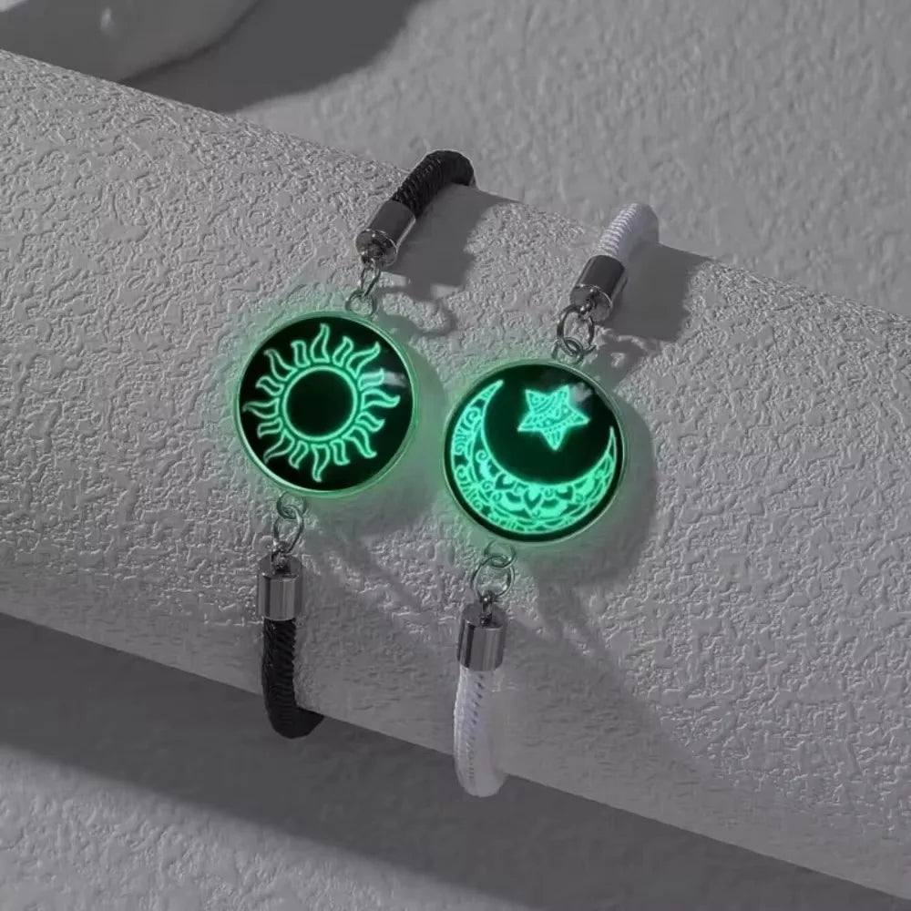 Sun Moon Luminous Bracelet Couple Friendship Rope Chain Gift for Women Men