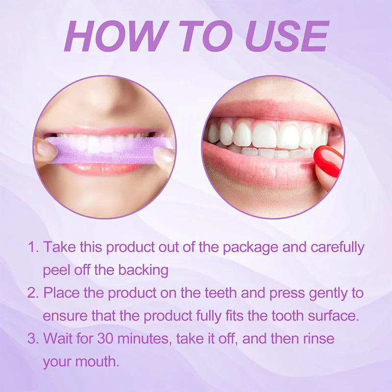 14pcs/box Teeth Bleaching Strip Purple Dental Cleaning Whitener