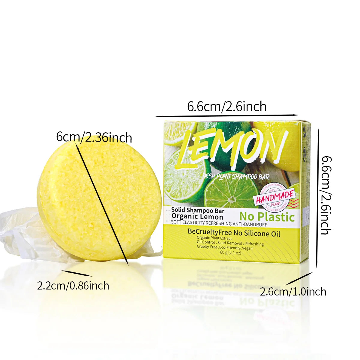 Plant Lemon Solid Shampoo Refreshing Oil Control Shampoo Bar Extraction Dandruff Shampoo Vegan Soap