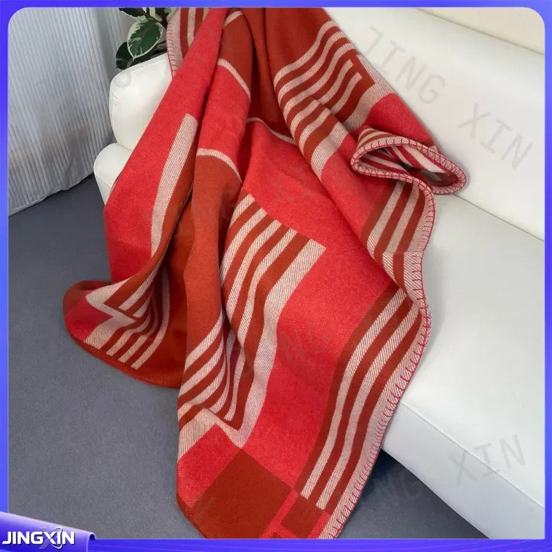 Letter Luxury Heavy Wool Cashmere Blanket Soft Warm
