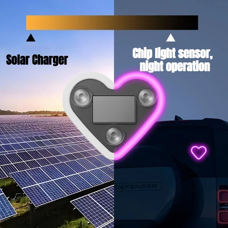 Universal Solar Car LED Window Decoration Heart Neon Light