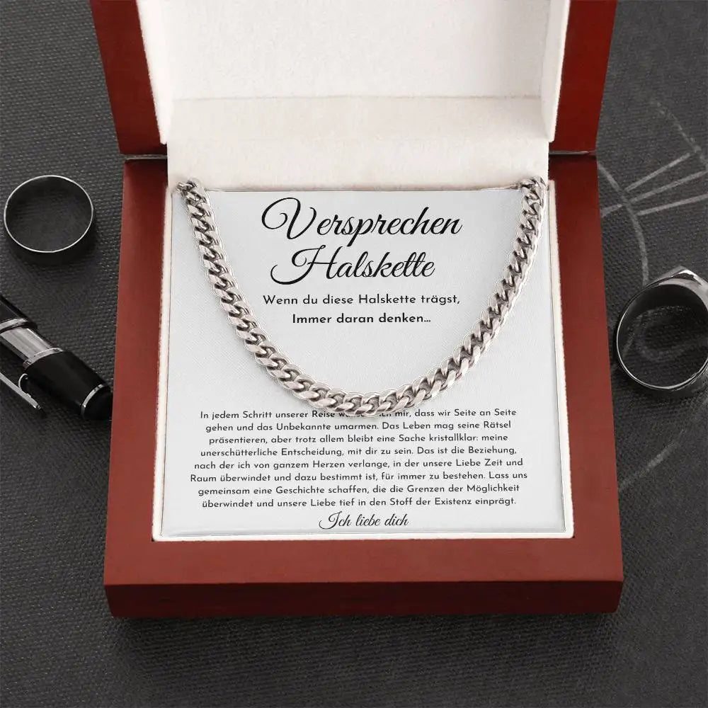 To My Boyfriend Gift Promise Necklace Stainless Steel Cuban Chain Men Man Male Birthday Gifts