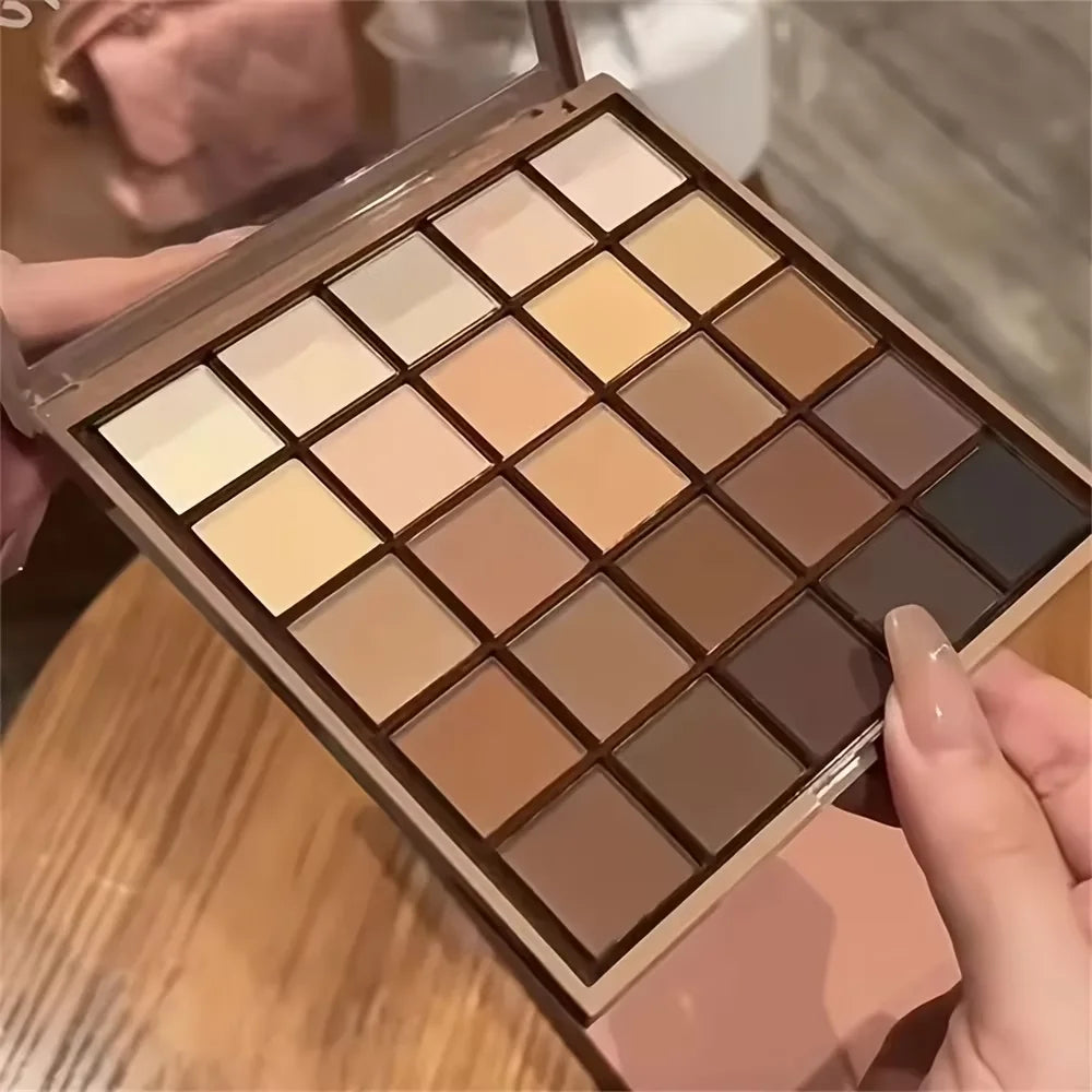 25-Color Eyeshadow Palette – Matte & Shimmer Nude Brown Coffee Shades