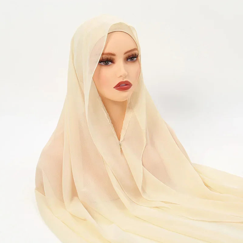 Chiffon Instant Hijab With Bulit-in Magnets Muslim Woman