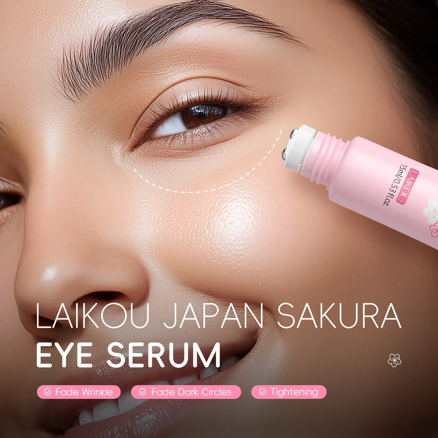 Sakura Eye Serum Roller Massage Anti-Aging,Hydrating & Brightening Eye Dark Circle