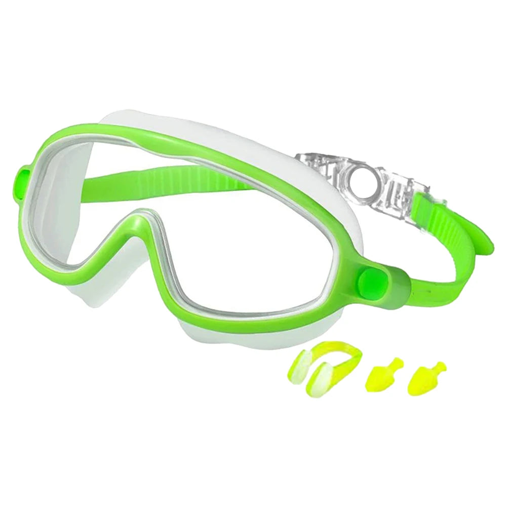 Kids Swim Goggles with Nose Clip & Earplugs, Anti-Fog UV Protection for Boys & Girls Ages 2-15