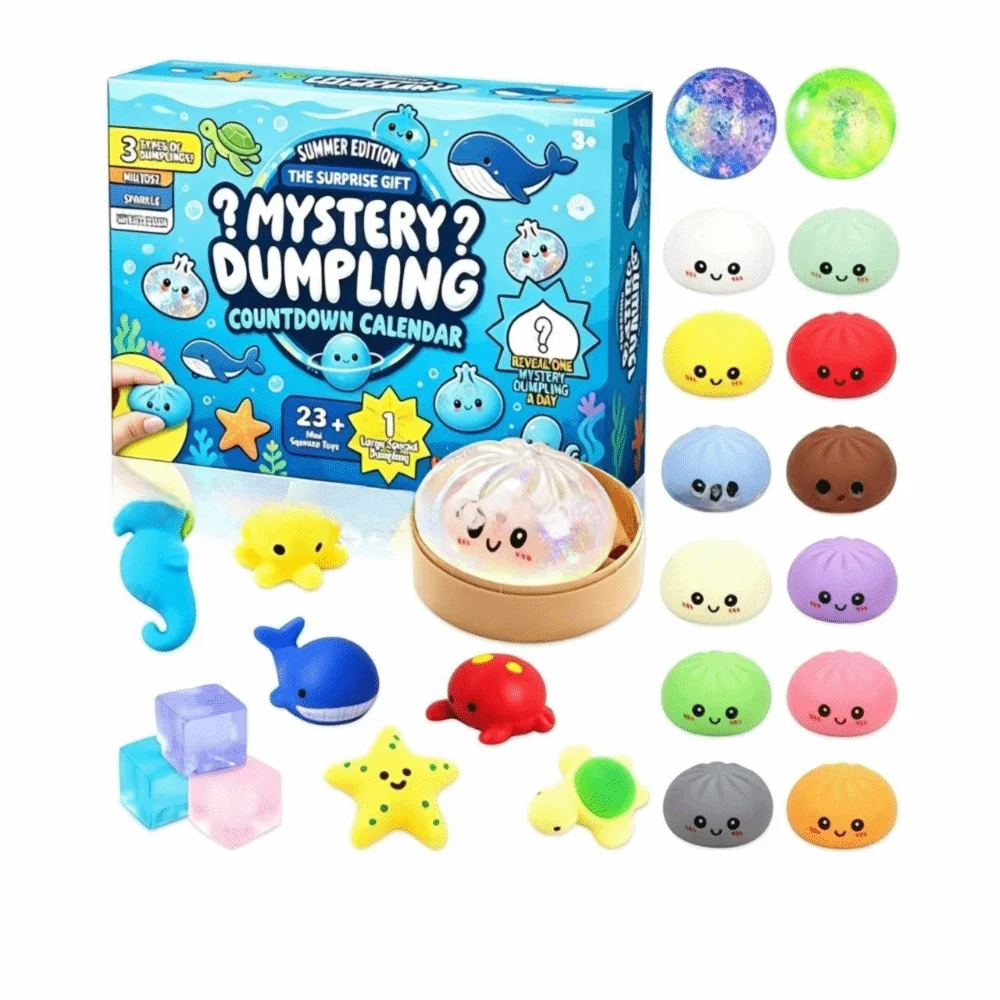 Soft Mystery Dumpling Advent Calendar Fidget Anxiety Relief 24-Day Countdown Calendar Decompression Slow Resilience