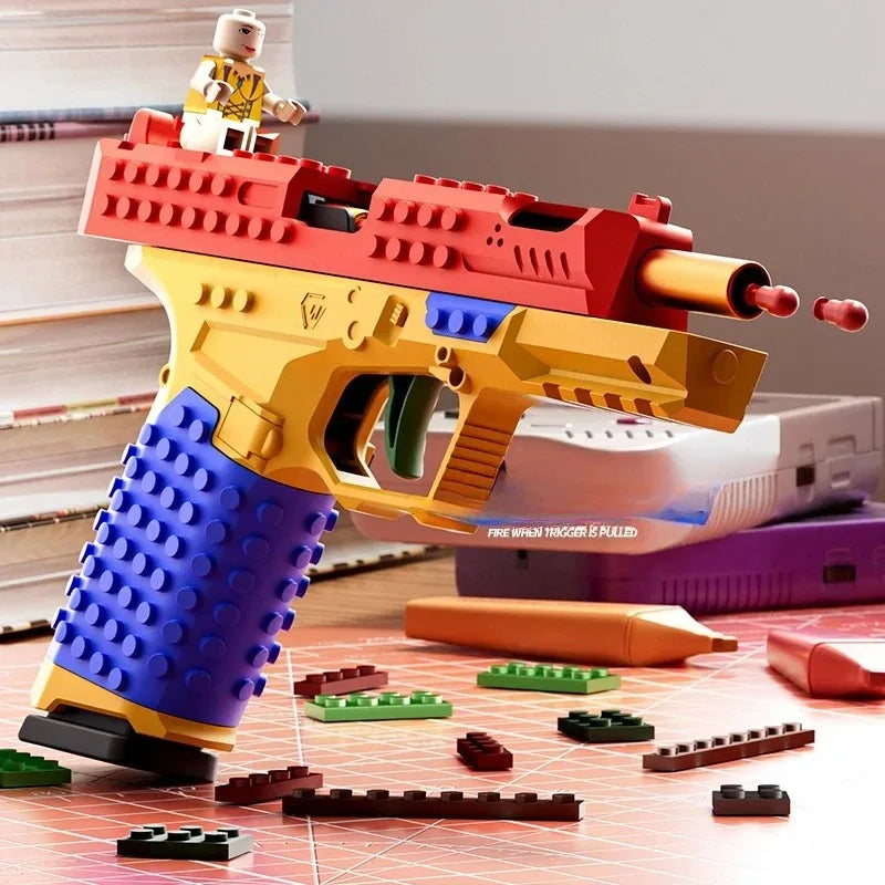 Building Block Pistol Continuous Firing Toy Gun