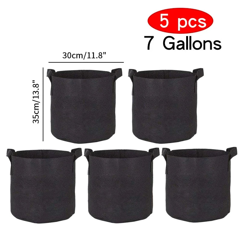 5-Pack 5 Gallon Grow Bags – Heavy Duty Fabric Pots with Handles for Vegetables, Flowers & Fruit Gardening