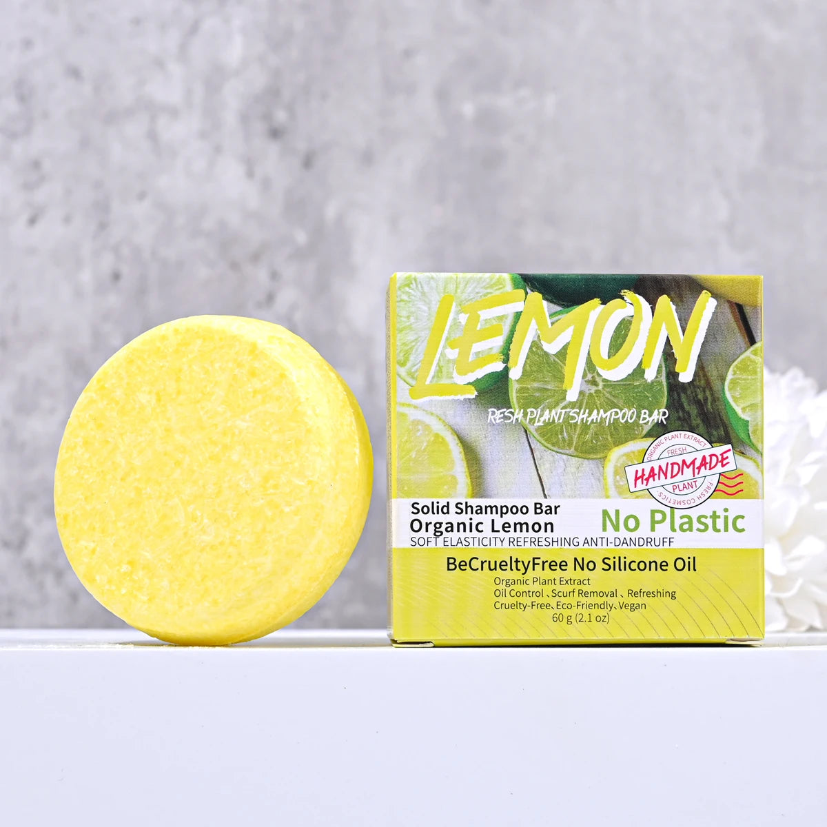 Plant Lemon Solid Shampoo Refreshing Oil Control Shampoo Bar Extraction Dandruff Shampoo Vegan Soap