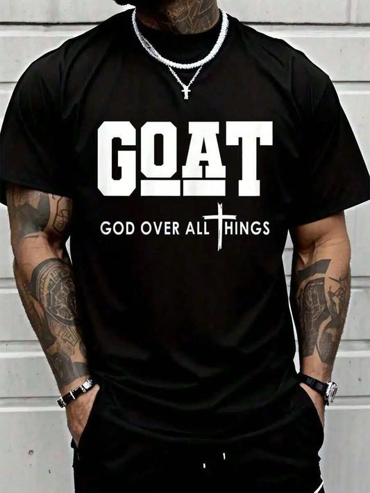 God Over All Things GOAT Faith Tee – Inspirational Christian Graphic T-Shirt