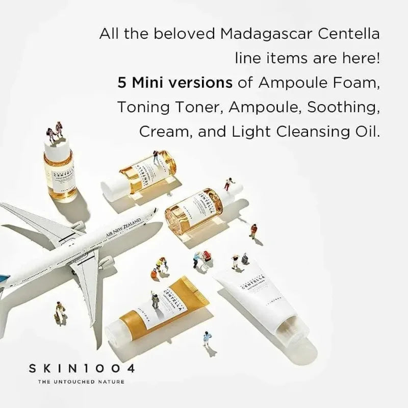 Madagascar Centella Travel Kit, Toner, Ampoule, Soothing Cream, Cleansing Oil, Ampoule Foam, Basic Skincare Mini 5pcs