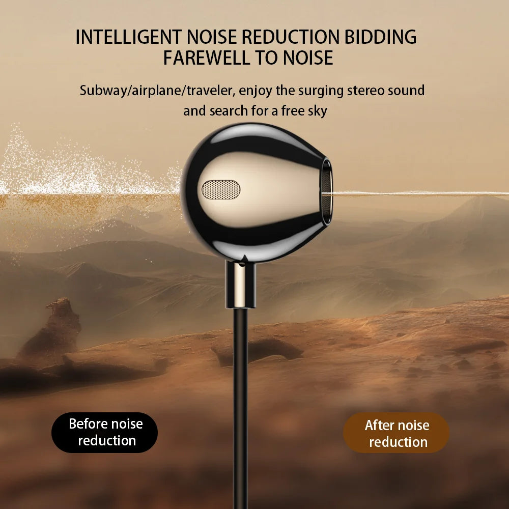 Wired Earphones USB Type C 3.5mm HiFi Headphones Bass Stereo With Volume Control Earbuds For Samsung Galaxy iPhone Huawei Xiaomi