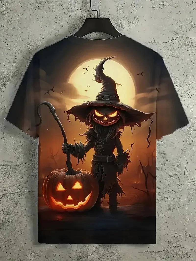 Goth Halloween 3D Printed Men's T Shirt Horror Joker Skull Round Neck Short Sleeved Unisex T-shirt Tops Man Tee
