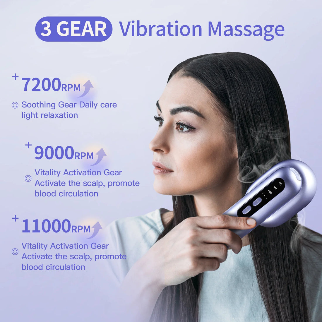 Electric Vibration Massage Comb Hair Follicles Comb Scalp Head Massager