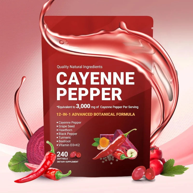 Cayenne Pepper Softgels Supplement with Grape Seed Beetroot Turmeric Vitamins