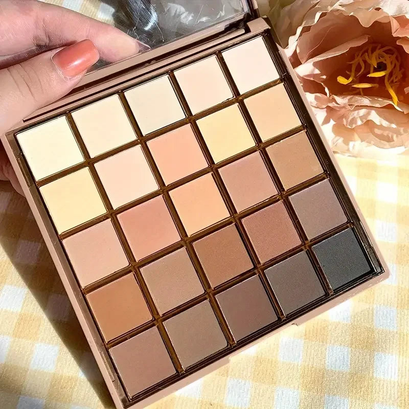 25-Color Eyeshadow Palette – Matte & Shimmer Nude Brown Coffee Shades
