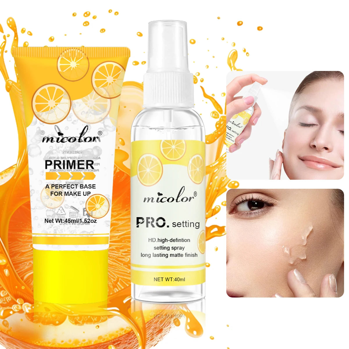 Makeup Set Of Makeup Primer + Setting Spray, Invisible Pore Color Rendering Hold Makeup