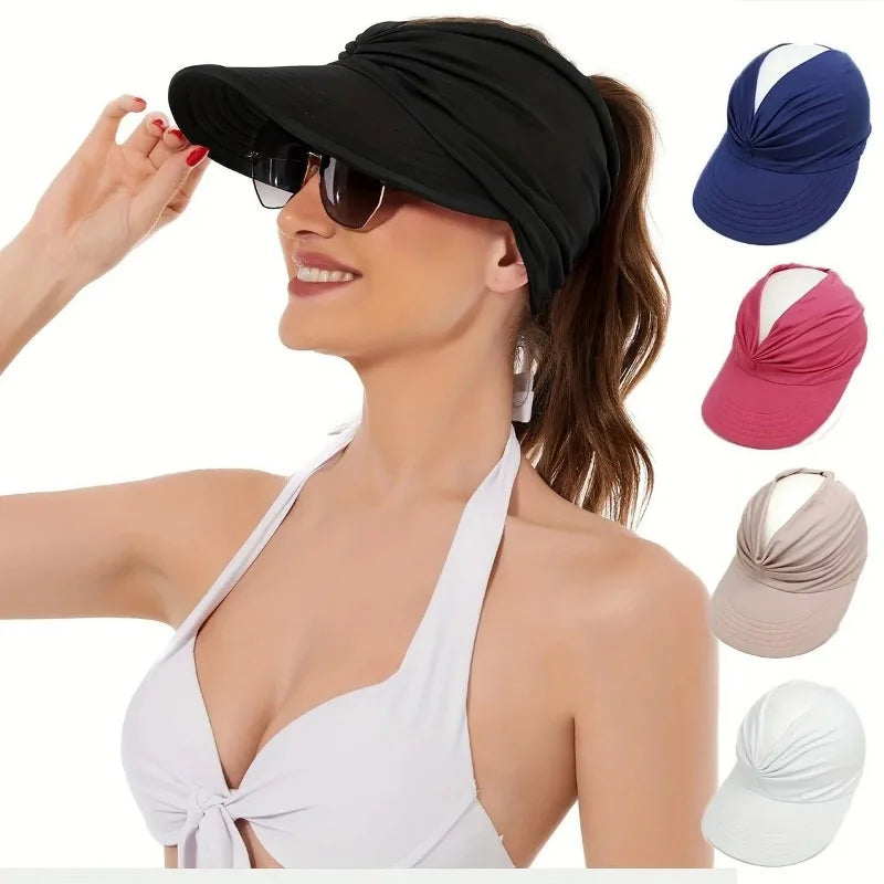 Women’s UPF 50+ UV Protection Sun Visor Hat – Wide Brim Sun Shield for Outdoor Activities