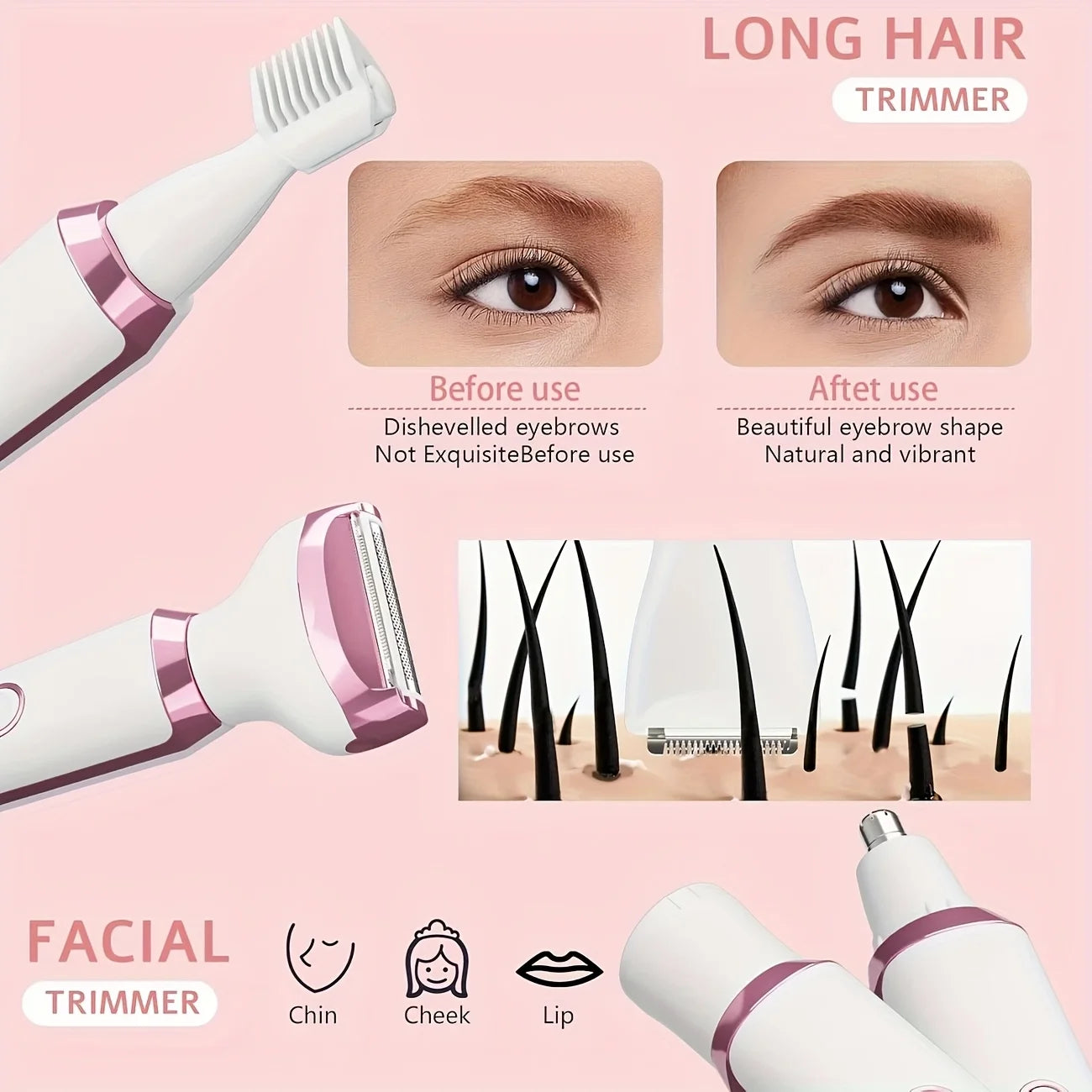 4 in 1  Women Electric Shaver  Body Hair Remover Epilator Painless Cordless Trimmer Razor Lady Gifts