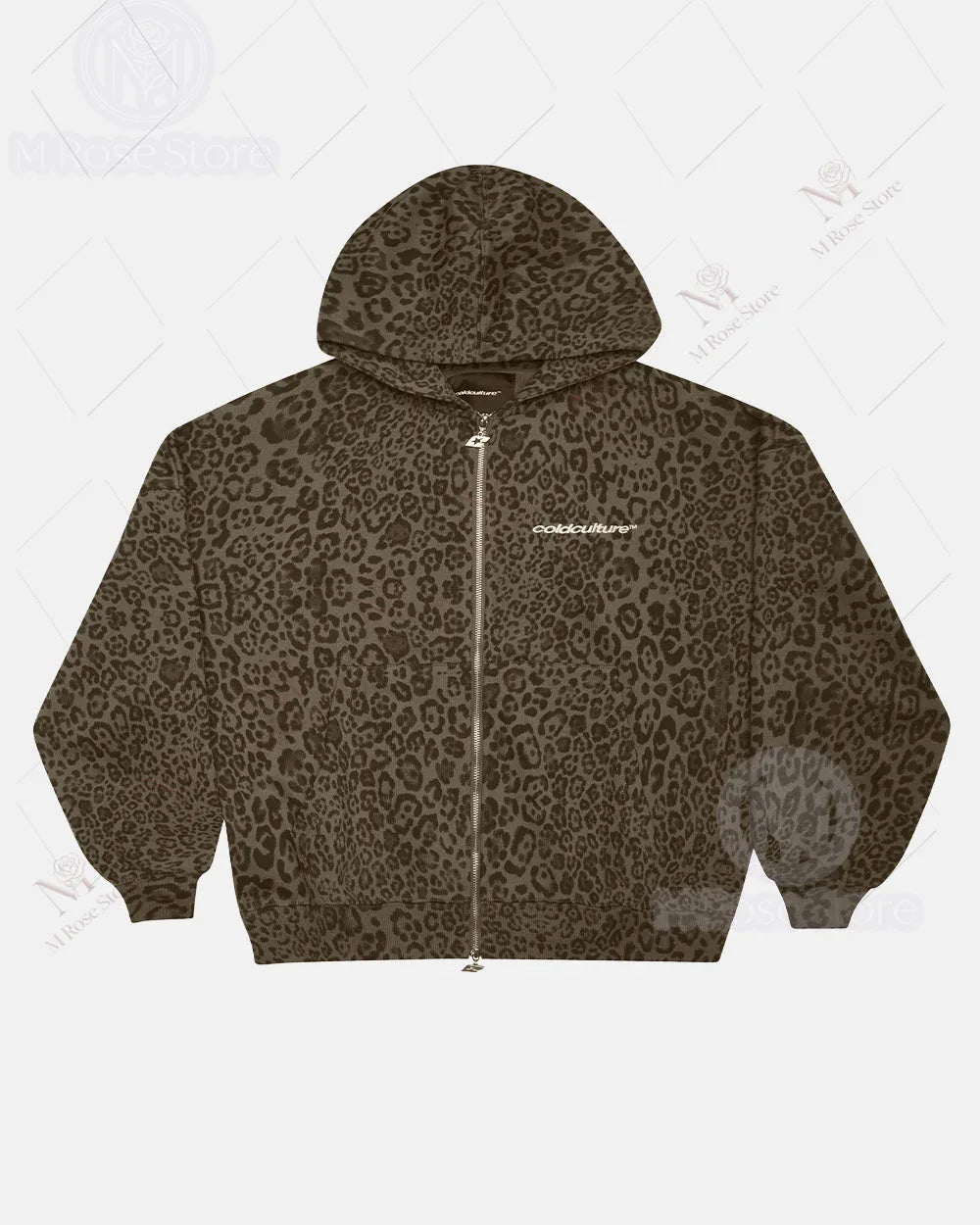 Retro Leopard Print Zipper Hoodie Sweatshirt Loose Casual Sportswear  Style Comfortable Streetwear