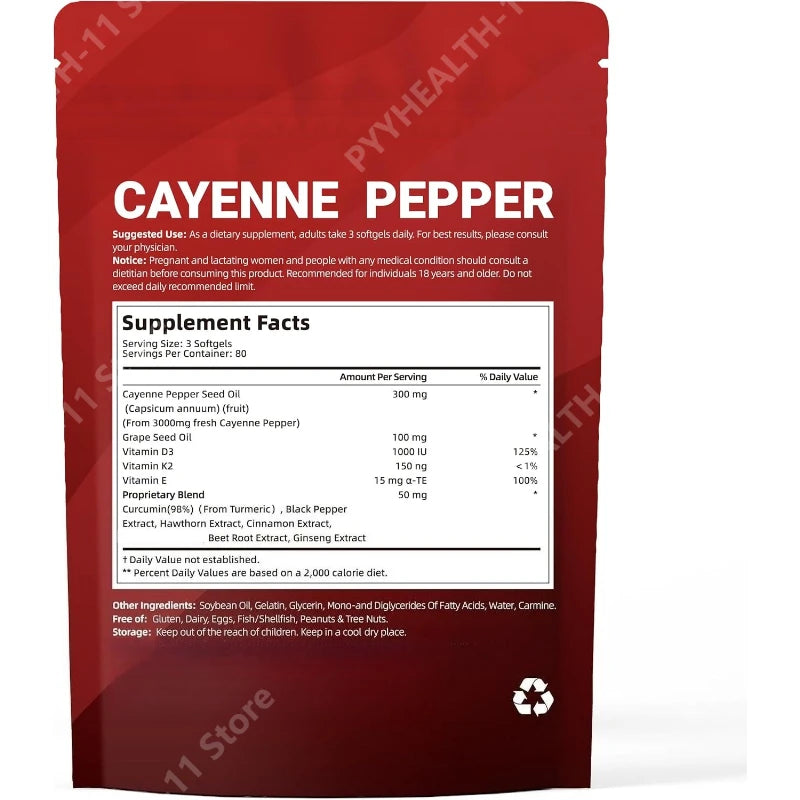 Cayenne Pepper Softgels Supplement with Grape Seed Beetroot Turmeric Vitamins