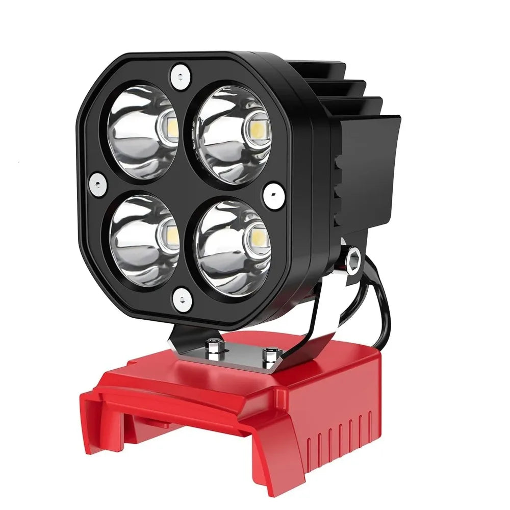 Portable 40W LED Work Light 6000LM 12-24V Battery Spotlight 6500K Garage Light for Milwaukee M18 Construction