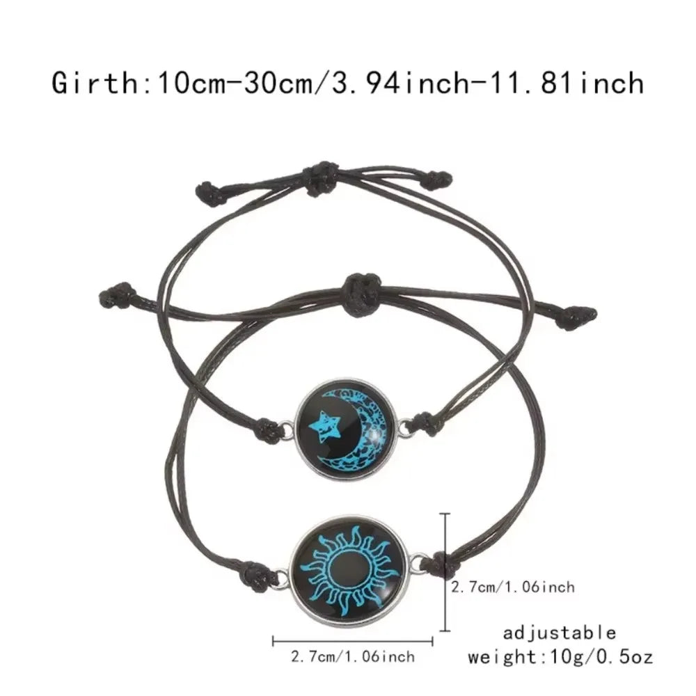 Sun Moon Luminous Bracelet Couple Friendship Rope Chain Gift for Women Men