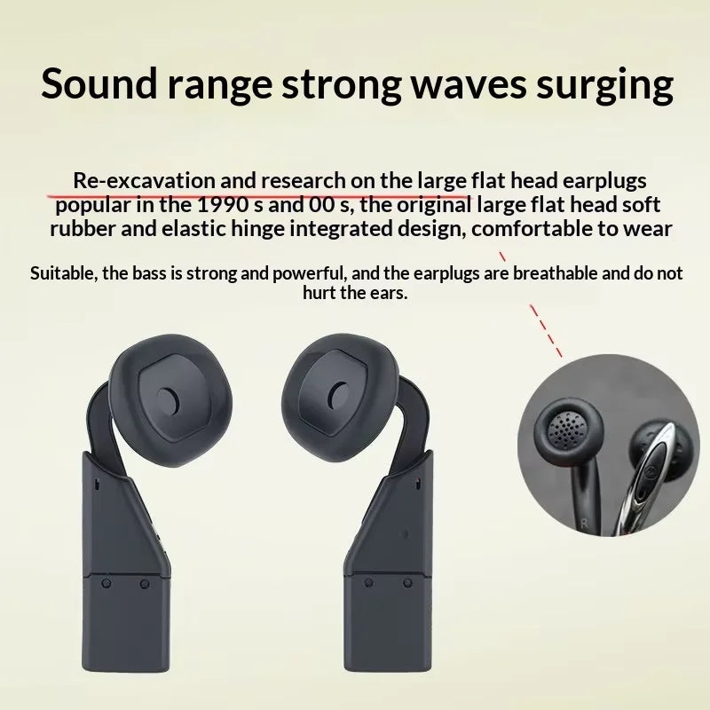 Coselan Fold Ultra-Thin Foldable In-ear Earphones Bluetooth Paper-Thin Portable Headset 2in1 Clip-On Phone Case with Earphones Gift