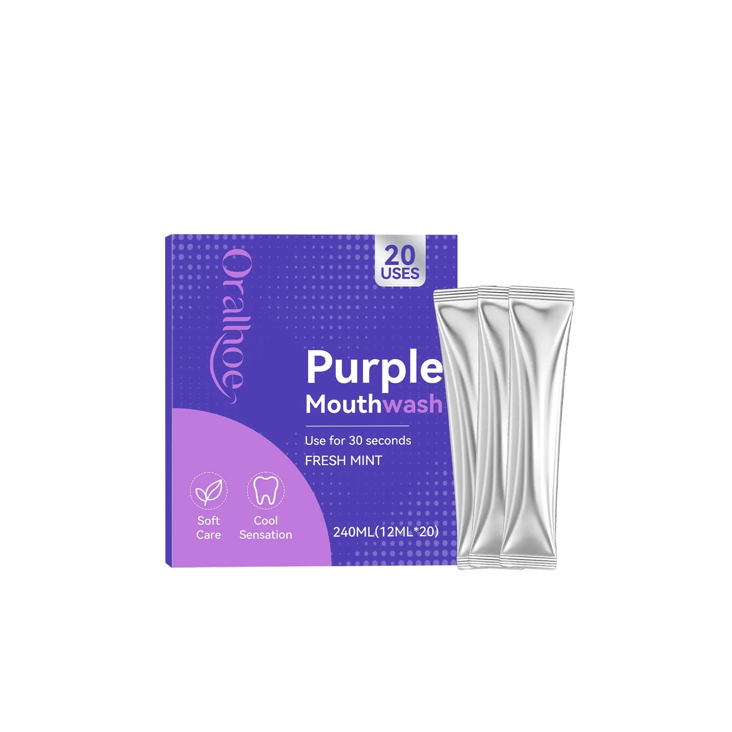 20pcs Purple Mouthwash Portable Strips Fresh
