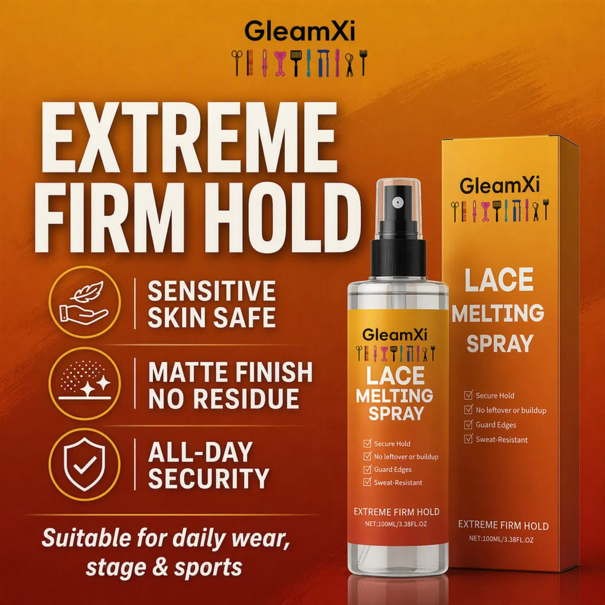 Lace Melting Spray Strong Hold Wig Adhesive Sweat Proof Invisible
