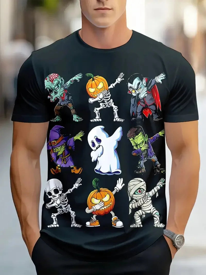 Goth Halloween 3D Printed Men's T Shirt Horror Joker Skull Round Neck Short Sleeved Unisex T-shirt Tops Man Tee