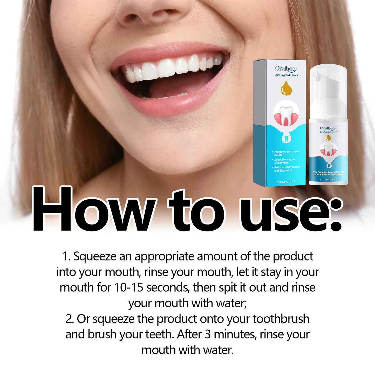 Gum Regrowth Foam Repair Gingival Teeth Whiten Remove