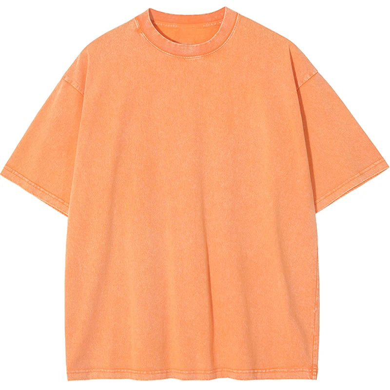 Tshirts for Men Gym Vintage Heavyweight T Shirts Cotton Workout Acid Wash Baggy Tees