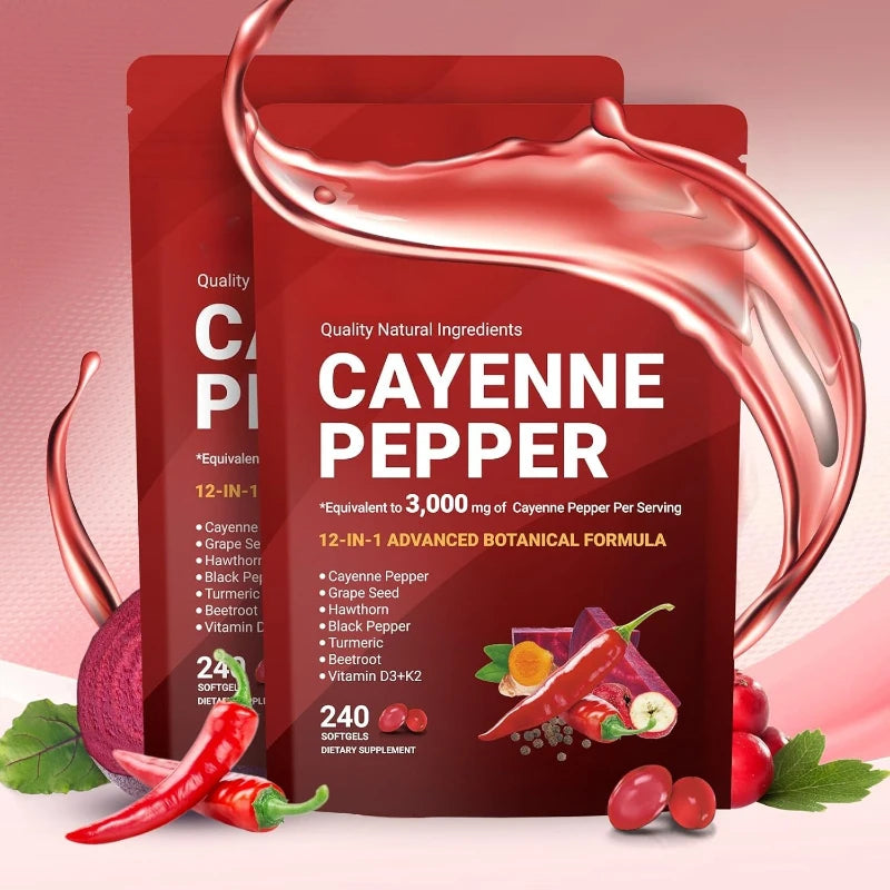 Cayenne Pepper Softgels Supplement with Grape Seed Beetroot Turmeric Vitamins
