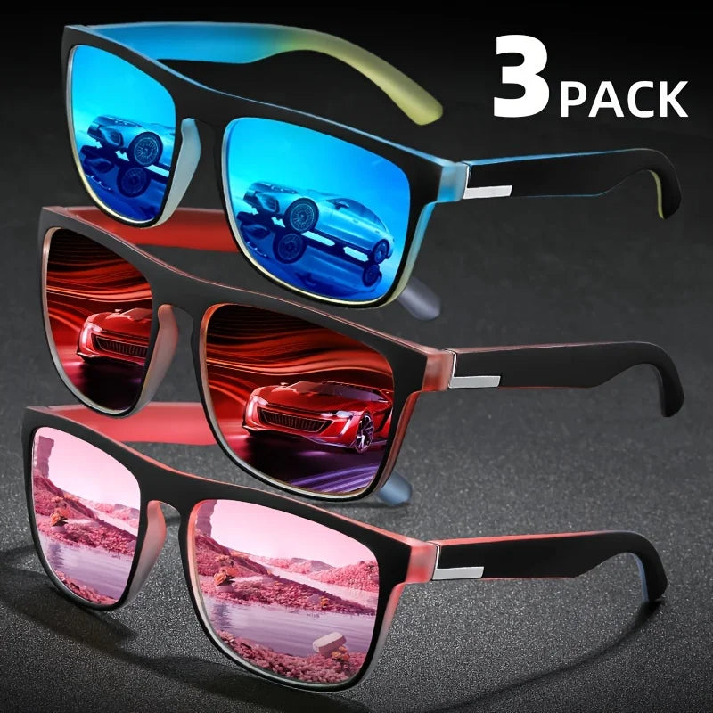 3Pcs Fantasy Gradient Mutipcolor Square Polarized Sunglasses