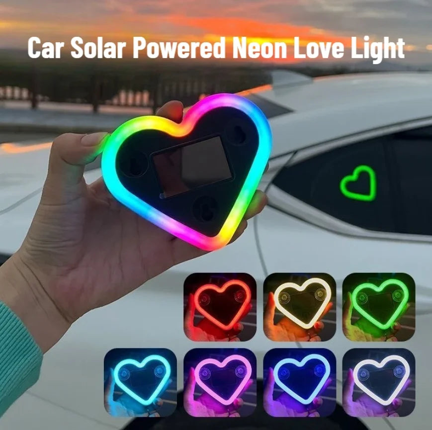Universal Solar Car LED Window Decoration Heart Neon Light
